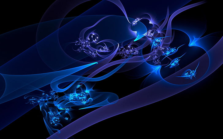 blue and purple illustration, smoke, form, lines, rays, light, blue, HD wallpaper