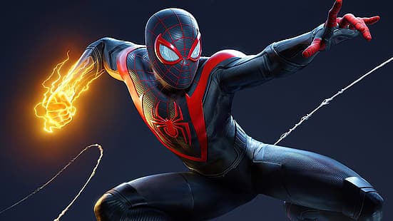 Spider-Man, Marvel Comics, Miles Morales, spiderverse, HD wallpaper HD wallpaper