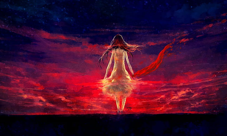 Kunstwerk, NanFe, Anime Mädchen, Himmel, Anime, HD-Hintergrundbild