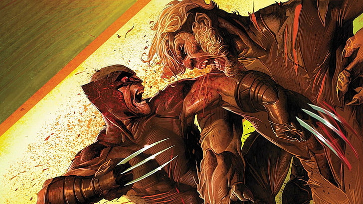 Wolverine illustration, Wolverine, sabertooth, X-Men, HD wallpaper