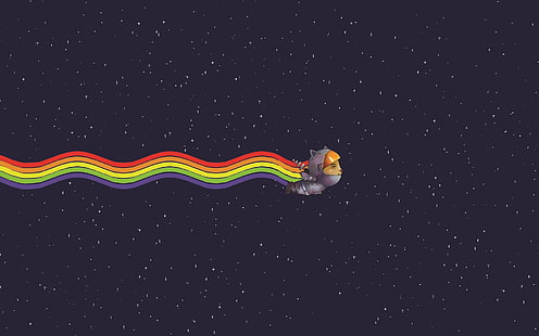 илюстрация на астронавт Teemo от League of Legends, дигитално изкуство, дъги, Nyan Cat, HD тапет HD wallpaper