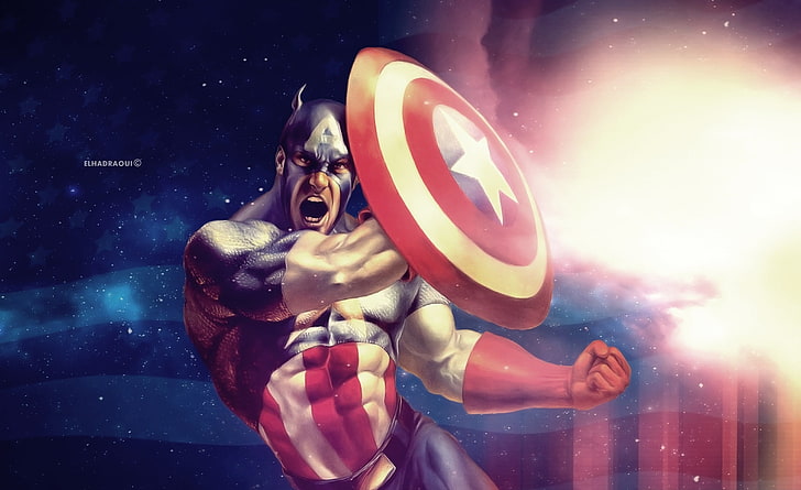CAPITAINE AMERIQUE, papier peint Captain America, dessins animés, autres, amérique, héros, drapeau, capitaine, merveille, avanger, Fond d'écran HD