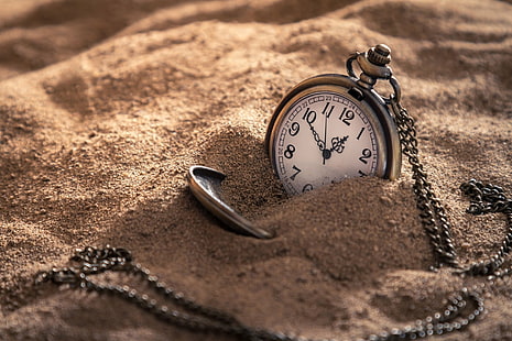 Künstlich hergestellt, Uhr, Kette, Taschenuhr, Sand, HD-Hintergrundbild HD wallpaper