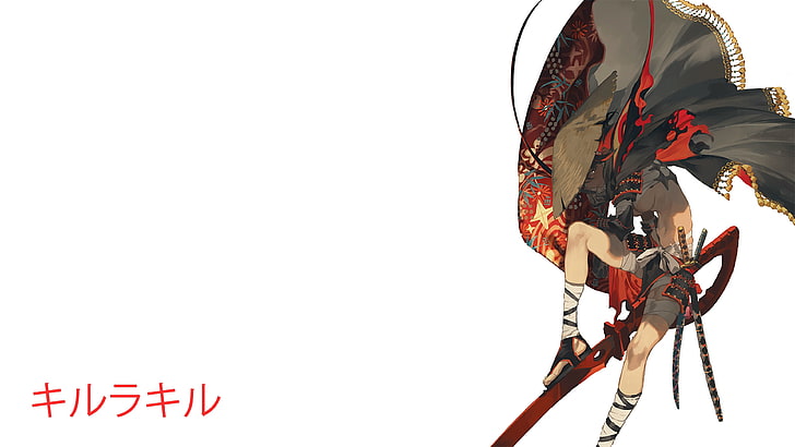 schwarz-rotes Blumentextil, Kill la Kill, Matoi Ryuuko, HD-Hintergrundbild