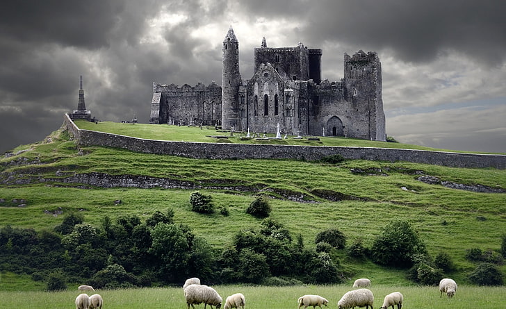 The Rock of Cashel, Ireland, Europe, gray castle wallpaper, Europe, Ireland, Rock, cashel, HD wallpaper