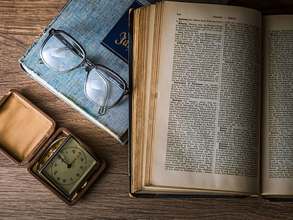 antique, book, glasses, learning, old, research, retro, study, vintage, watch, HD wallpaper HD wallpaper