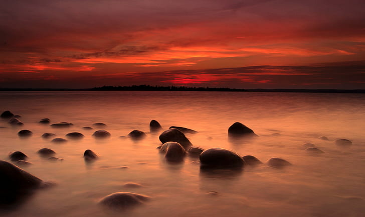 Landschaft, Küste, Sonnenuntergang, HD-Hintergrundbild