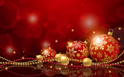 Dekoracje noworoczne Bombki świąteczne Nowy Rok Czerwony Tapeta HD 2880 × 1800, Tapety HD HD wallpaper