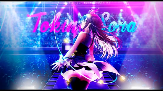 Hololive, Tokino Sora, 애니메이션 소녀, 파란 눈, 콘서트, 음악, HD 배경 화면 HD wallpaper