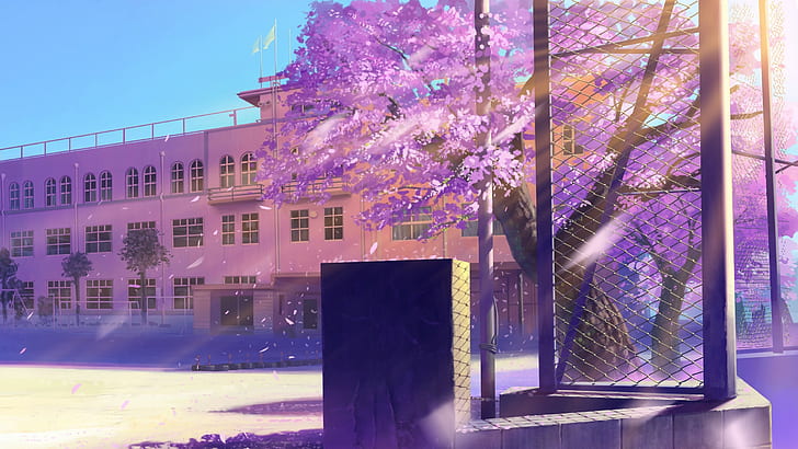 Anime, School, Winter street, HD wallpaper
