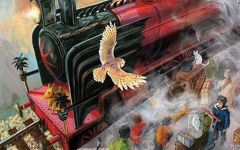 adventure, fantasy, Harry, Locomotive, Magic, owl, Potter, series, Train, witch, wizard, HD wallpaper HD wallpaper