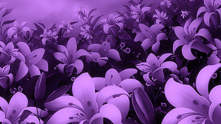 lila, púrpura, flor, floral, flores, primavera, flor, planta, flora, rosado, jardín, florecer, vistoso, ligero, decoración, patrón, color, botánica, diseño, papel pintado, violeta, pétalo, forma, gráfico, Fondo de pantalla HD