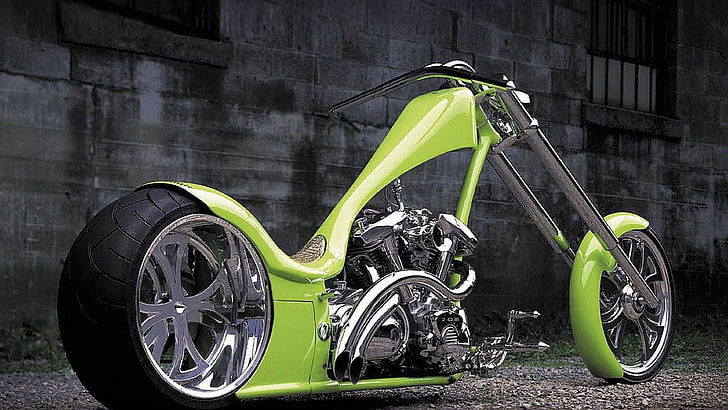 green low-rider motorcycle, motorcycle, HD wallpaper