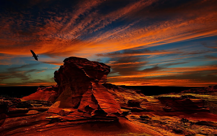 Atacama Desert, birds, Chile, clouds, Colorful, condors, Desert, Erosion, Flying, landscape, nature, rock, sunset, HD wallpaper