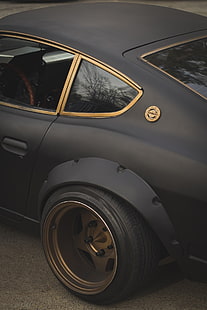 black vehicle, Datsun 240Z , tuning, Stance, JDM, car, old school wheels, HD wallpaper HD wallpaper