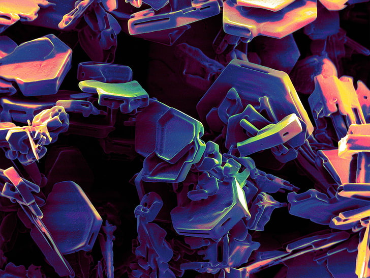 Електронен микроскоп Изображение на снежинки, HD тапет