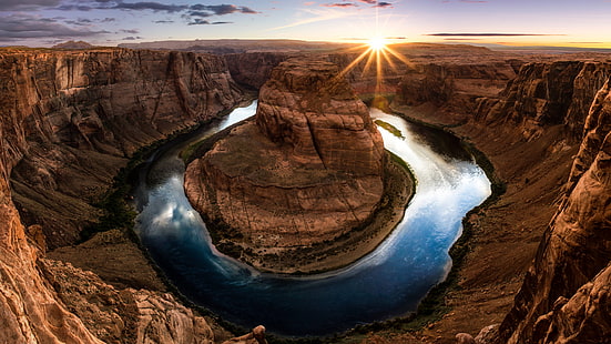 kanion, Badlands, rzeka Kolorado, rzeka, skała, Arizona, formacja skalna, geologia, krajobraz, Stany Zjednoczone, USA, Navajo, ziemie Navajo, wielki kanion, park narodowy wielkiego kanionu, park narodowy, Tapety HD HD wallpaper
