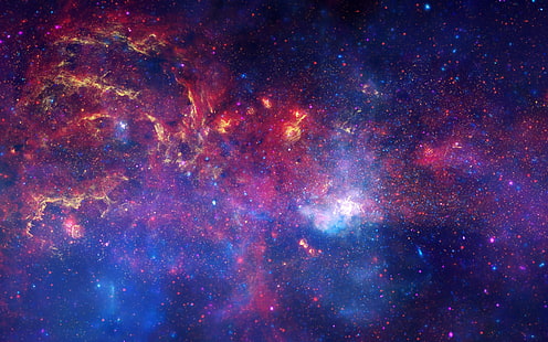 wallpaper digital galaksi ungu dan merah, alam, lanskap, Deep Space, galaksi, bintang, alam semesta, Hubble Deep Field, NASA, Wallpaper HD HD wallpaper