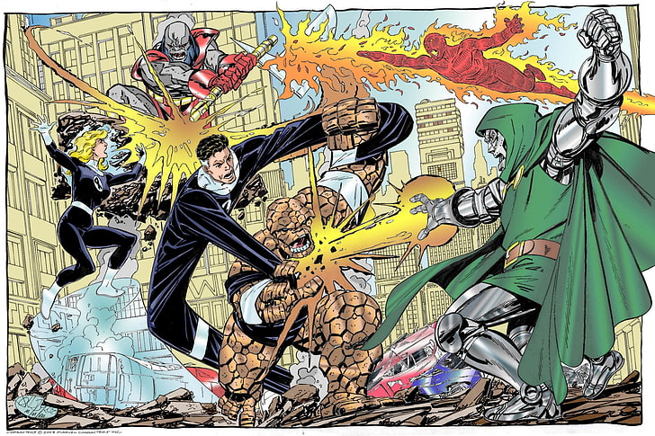 Comics Fantastic Four Ben Gimm Doctor Doom Human Torch Marvel Comics Fondo De Pantalla Hd