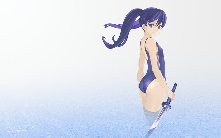 karakter anime wanita memegang katana pada ilustrasi air, Anime, Strike Witches, Wallpaper HD