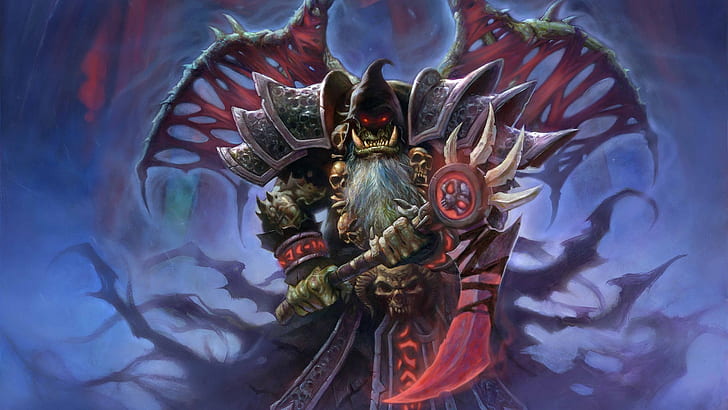 Chevalier de la mort, Hearthstone: Heroes of Warcraft, Hearthstone, illustrations, chevaliers du trône gelé, cartes, Guldan, Warcraft, jeux vidéo, Fond d'écran HD