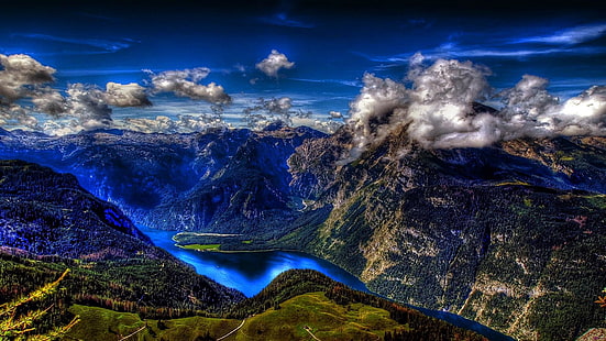 konigssee, berchtesgaden, 화려한, 유럽, 독일, 바이에른, berchtesgaden 국립 공원, 국립 공원, 풍경, 바이에른 알프스, 자연, berchtesgaden 알프스, 산맥, 구름, 분위기, 황야, 산악 지형, 마운트 풍경, 산, 하늘, HD 배경 화면 HD wallpaper