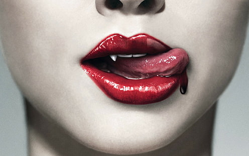 blod, läppar, sanna, vampyrer, HD tapet HD wallpaper