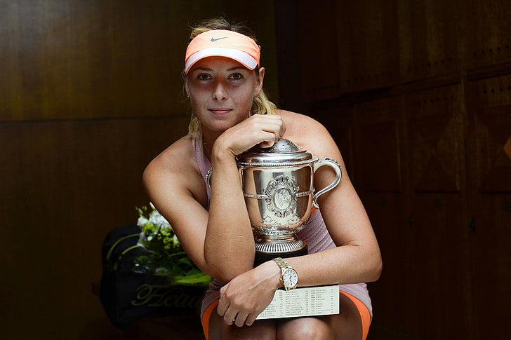 women's orange Nike sunvisor cap, Maria Sharapova, Tennis, Roland Garros, HD wallpaper