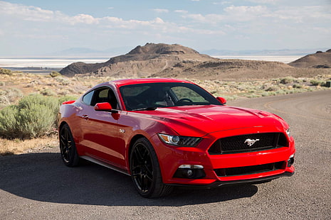 червен Ford Mustang, кола, червени автомобили, превозно средство, Ford, HD тапет HD wallpaper
