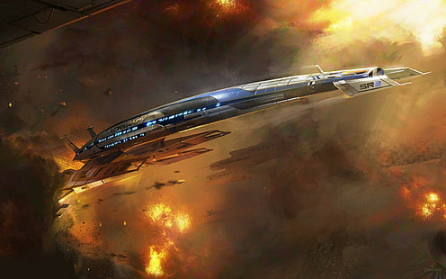 Normandia SR-2 - Mass Effect, aeronave cinza, jogos, 2560x1600, efeito de massa, normandia sr-2, HD papel de parede HD wallpaper