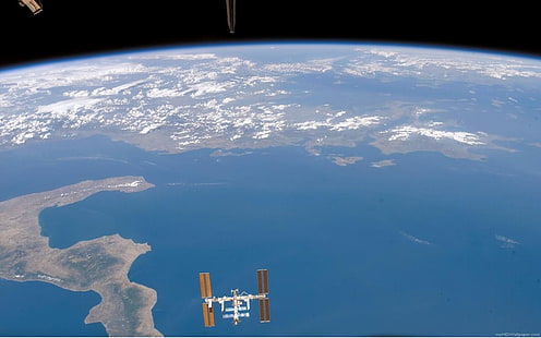 satellite grigio, spazio, stazione spaziale, Terra, Sfondo HD HD wallpaper
