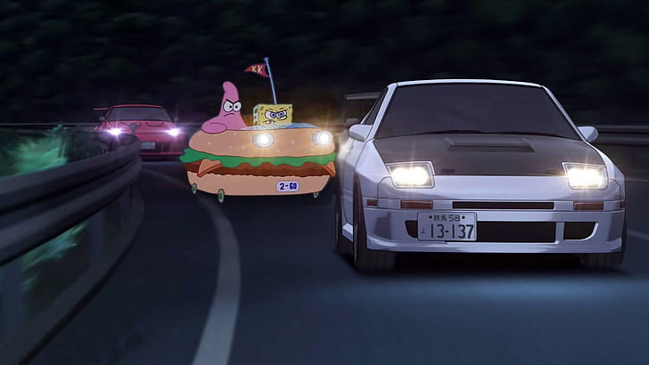 spongebob, SpongeBob SquarePants, samochody wyścigowe, anime, Tapety HD