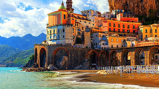 アマルフィ、海岸、ポジターノ、ヨーロッパ、サレルノ、イタリア、 HDデスクトップの壁紙 HD wallpaper
