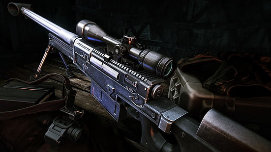 fucile da cno nero, armi, pistole, fucile da cno, Sniper Ghost Warrior 2, Accuracy International AW50, Sfondo HD HD wallpaper