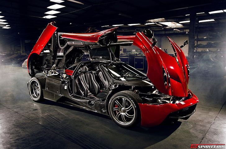 red Pagani Huayra coupe, mobil, Pagani, Pagani Huayra, mid-engine, Hypercar, Supercar Italia, mobil Italia, kendaraan, Wallpaper HD