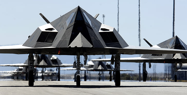 Stealth, Kampfflugzeug, F-117, Landebahn, US Air Force, Stealth-Technologie, Nighthawk, Lockheed, HD-Hintergrundbild