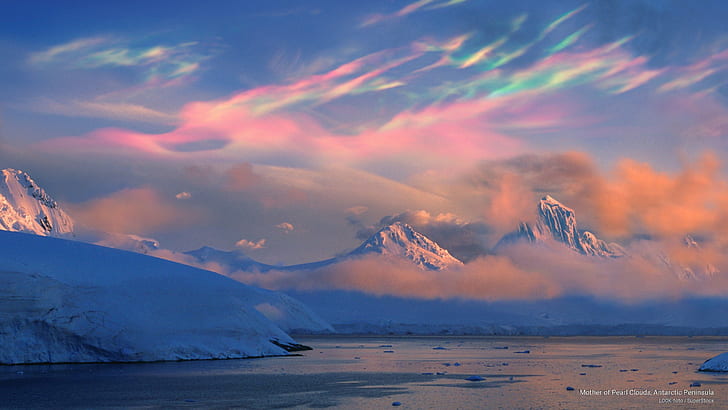 Mother of Pearl Clouds, Antarctic Peninsula, Weather, HD wallpaper
