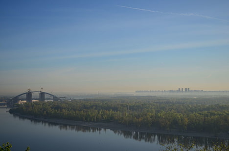 جسر ، مدينة ، دنيبرو ، جزيرة ، كييف ، كييف ، نهر ، أوكرانيا، خلفية HD HD wallpaper