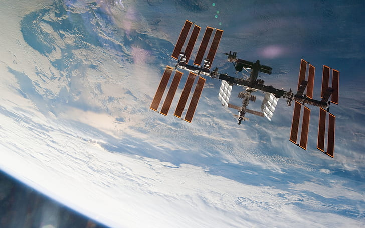 Earth Space Station HD, przestrzeń, ziemia, stacja, Tapety HD