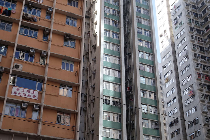 apartments, city, hongkong, HD wallpaper