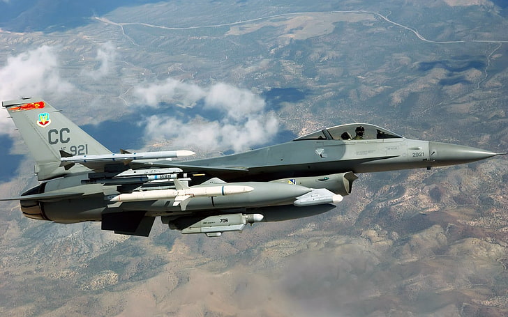 avión, General Dynamics F-16 Fighting Falcon, aviones de combate, Fondo de pantalla HD