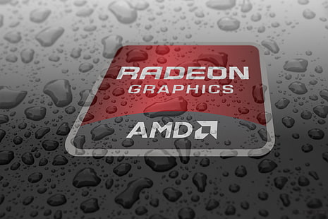 Radeon Graphics AMD логотип, капли, AMD, Radeon, Ati, HD обои HD wallpaper