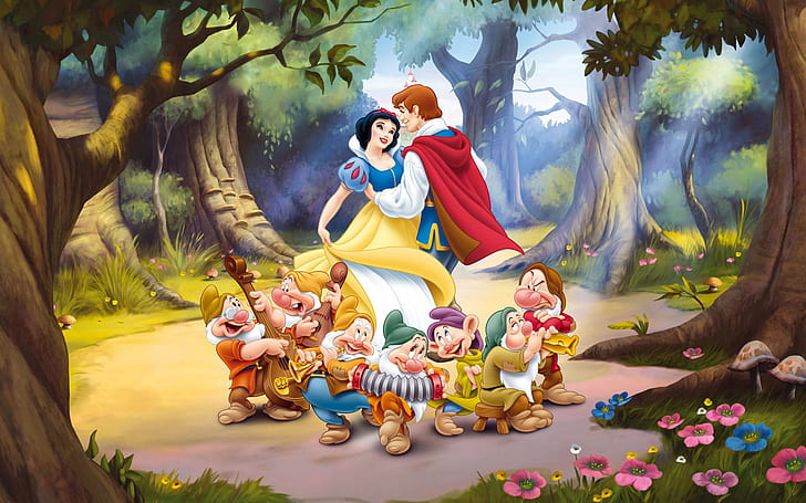 Dancing With Prince Charming And Snow White And The Seven Dwarfs Desktop Hd Wallpaper 1920 × 1200, Fond d'écran HD