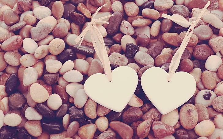 Hearts Pebbles, san valentin, heart, pebbles, love, nature and landscapes, HD wallpaper