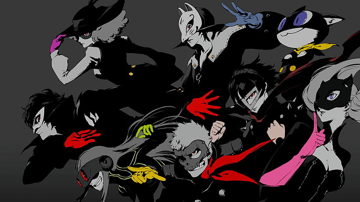 Persona, Persona 5, Ann Takamaki, Futaba Sakura, Haru Okumura, Makoto Niijima, Morgana (Persona), Ryuji Sakamoto, Yusuke Kitagawa, Fond d'écran HD