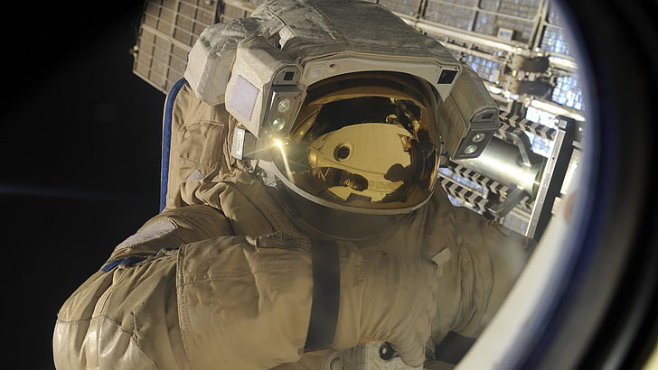 beige astronautdräkt, Roscosmos State Corporation, NASA, International Space Station, Roscosmos, HD tapet
