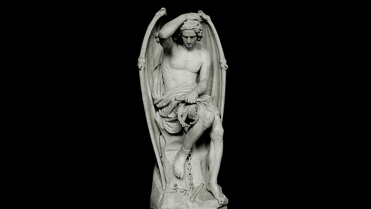 Lucifer, Guillaume Geefs, sculpture, HD wallpaper