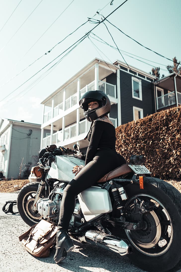 mujeres, mujeres con motos, motos, Fondo de pantalla HD, fondo de pantalla de teléfono