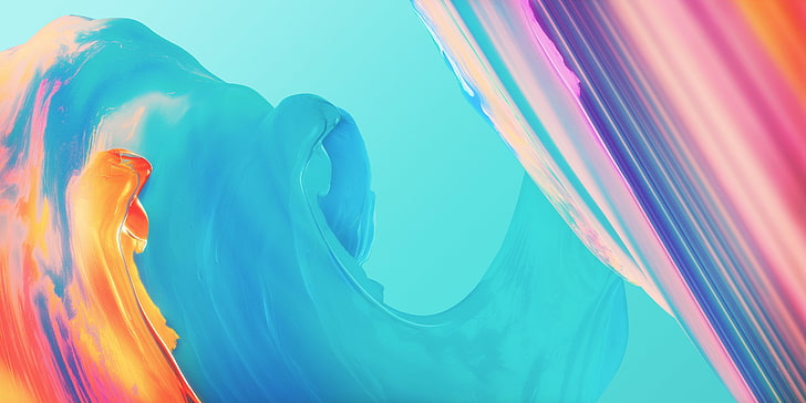 4K, Colorful, Waves, Stock, Paint, OnePlus 5T, HD wallpaper