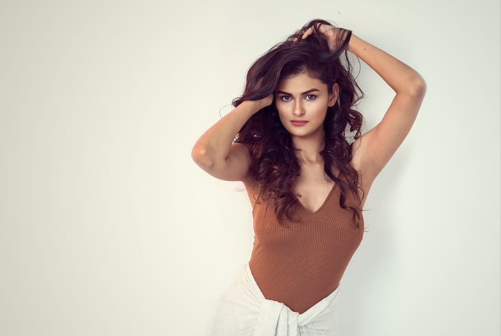 girl, hot, sexy, eyes, smile, beautiful, figure, model, pretty, beauty, lips, face, hair, brunette, pose, cute, indian, actress, celebrity, bollywood, makeup, Haritha, HD wallpaper